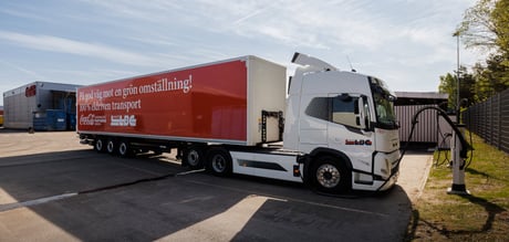 En av ellastbilarna som körs för Coca-Cola. Foto: David Jansson